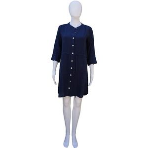 ALLEN ALLEN NAVY LINEN DRESS